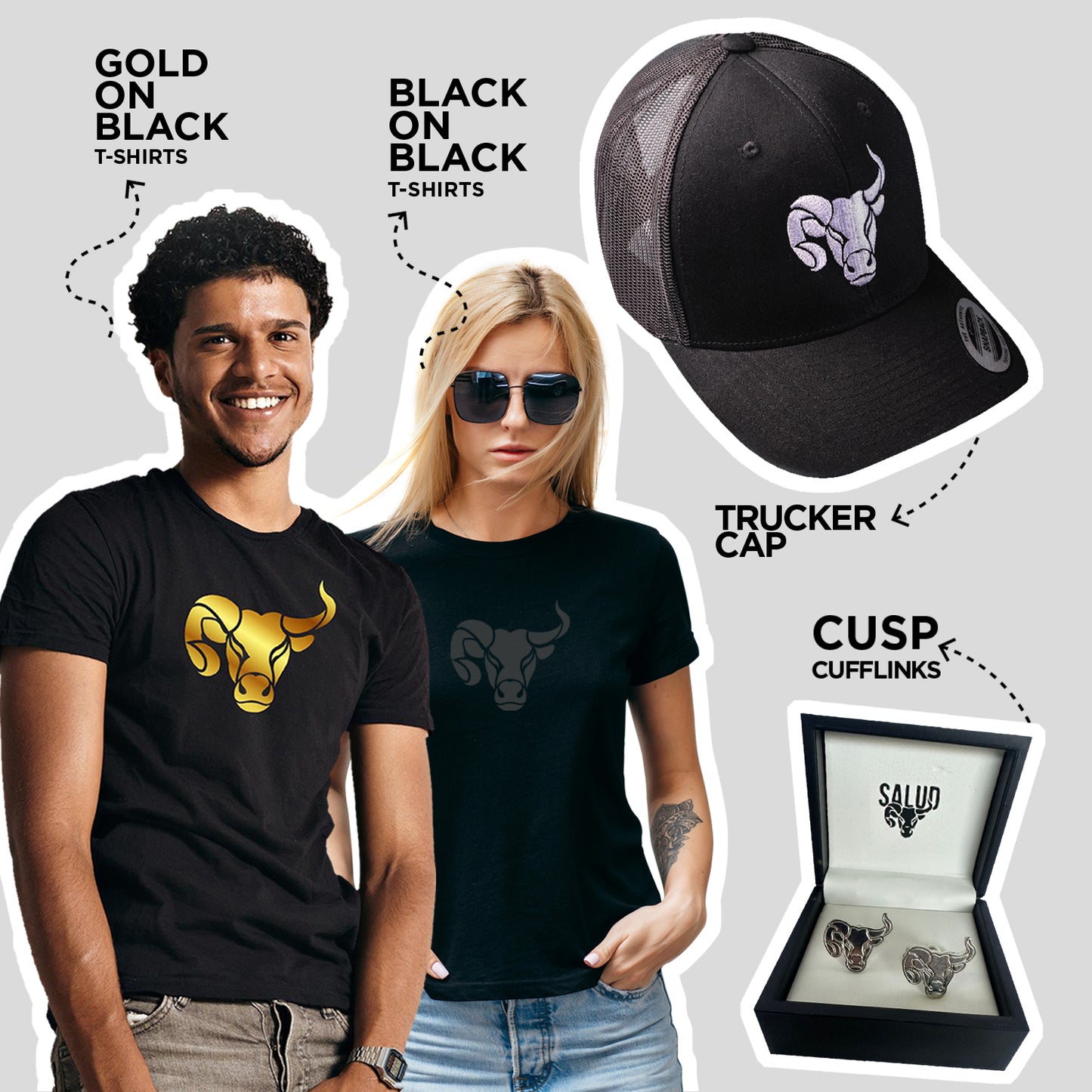 Black Tshirt Cap Cufflink Set