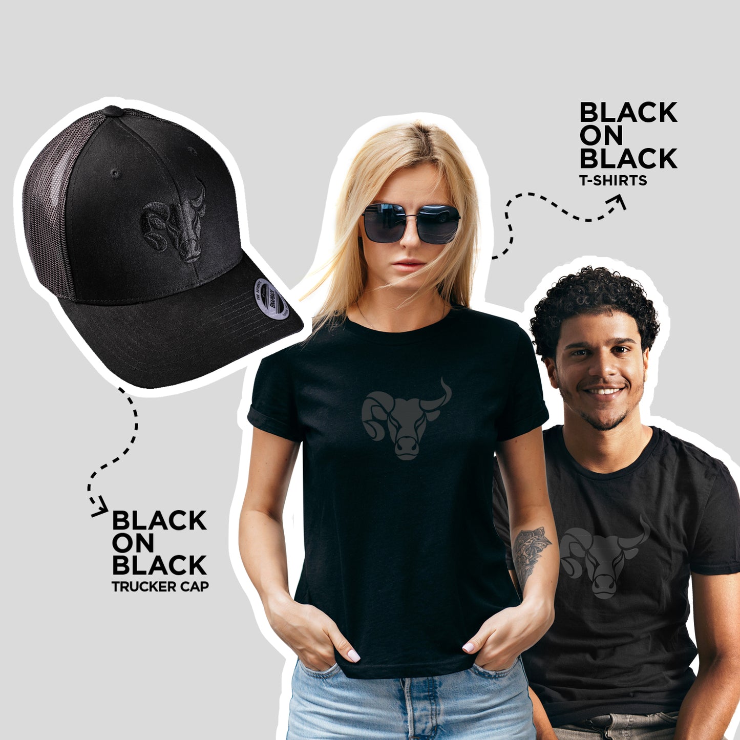 Black Combo Women And Men Tshirt, Cap