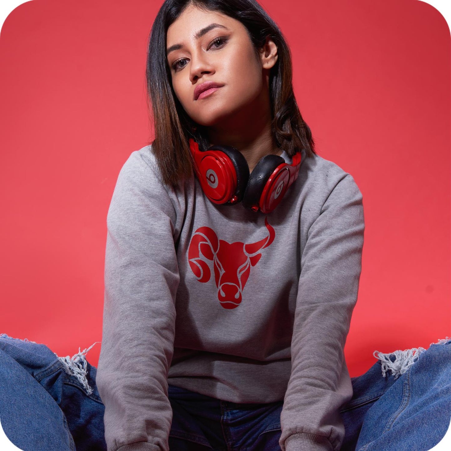 Red on Grey Sweatshirt